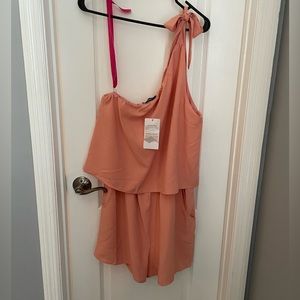 Flowy Peach One Shoulder Romper